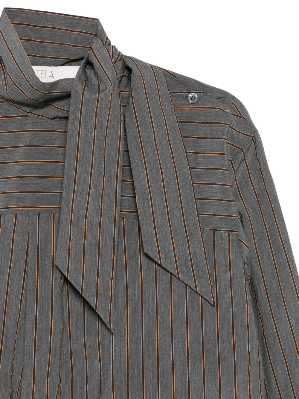 Tela Zafrina gestreepte blouse met strik Grijs