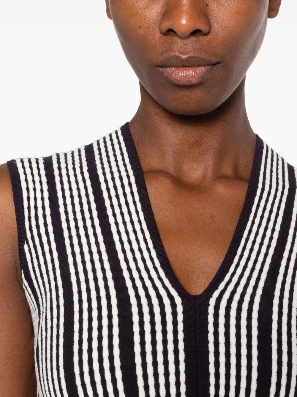 Max Mara pinstripe-print sleeveless dress Zwart
