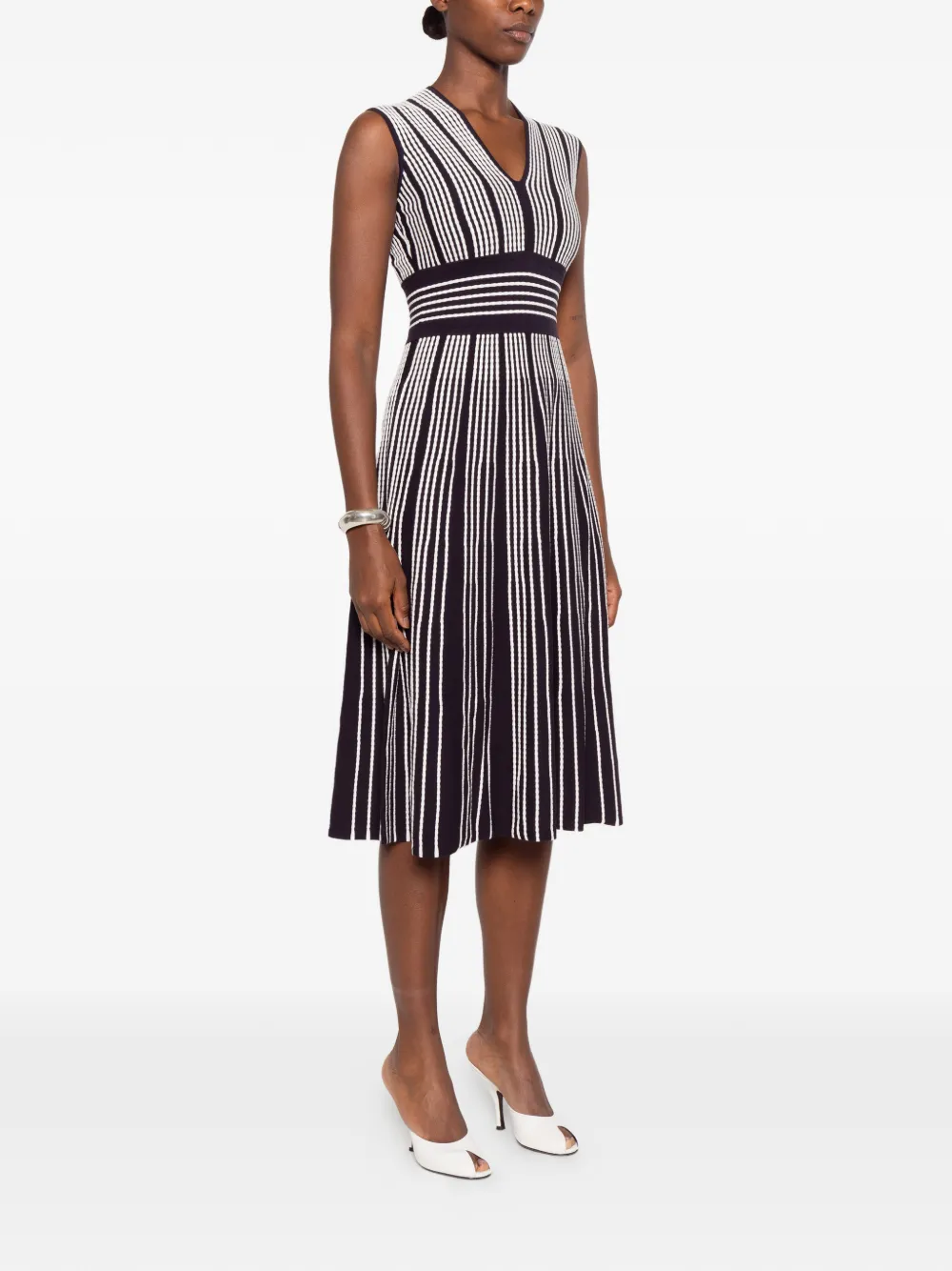 Max Mara pinstripe-print sleeveless dress Zwart