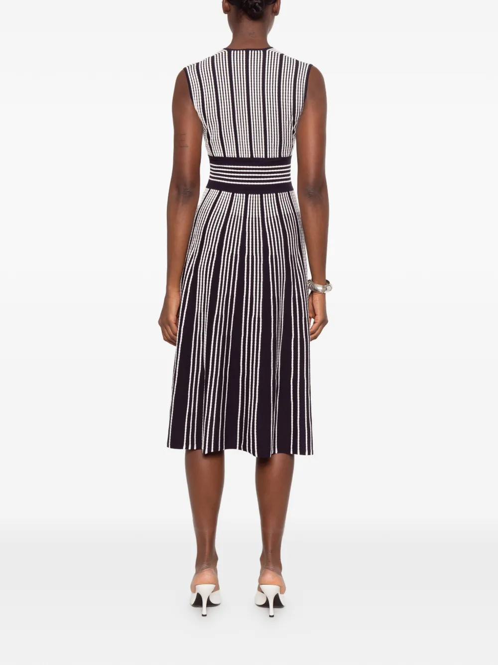Max Mara pinstripe-print sleeveless dress Zwart