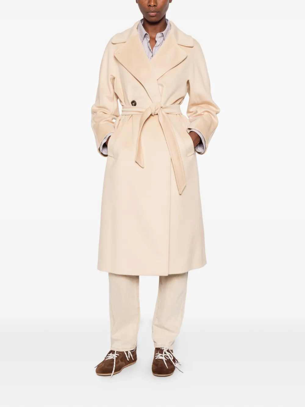 Weekend Max Mara belted double-breasted coat Beige