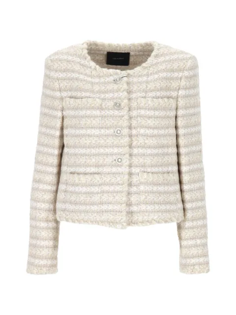 THELAURENT tweed frayed-edge jacket
