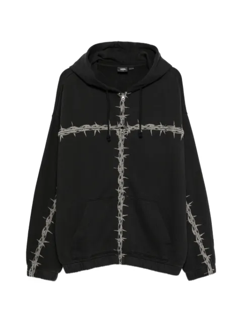 Vans hoodie con estampado de alambre de púas y cierre