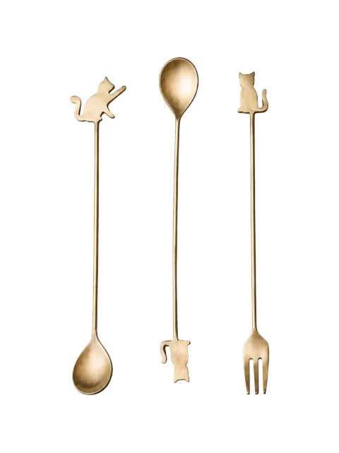 CU I SEEYOU cat-motif cutlery set