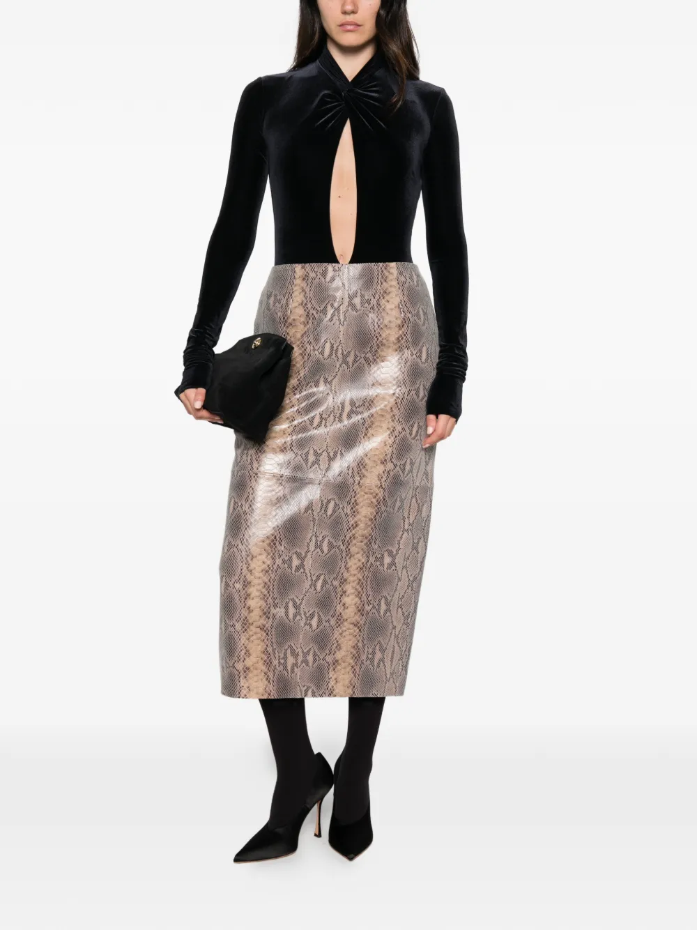 Amazuìn twist-detail cut-out bodysuit Zwart