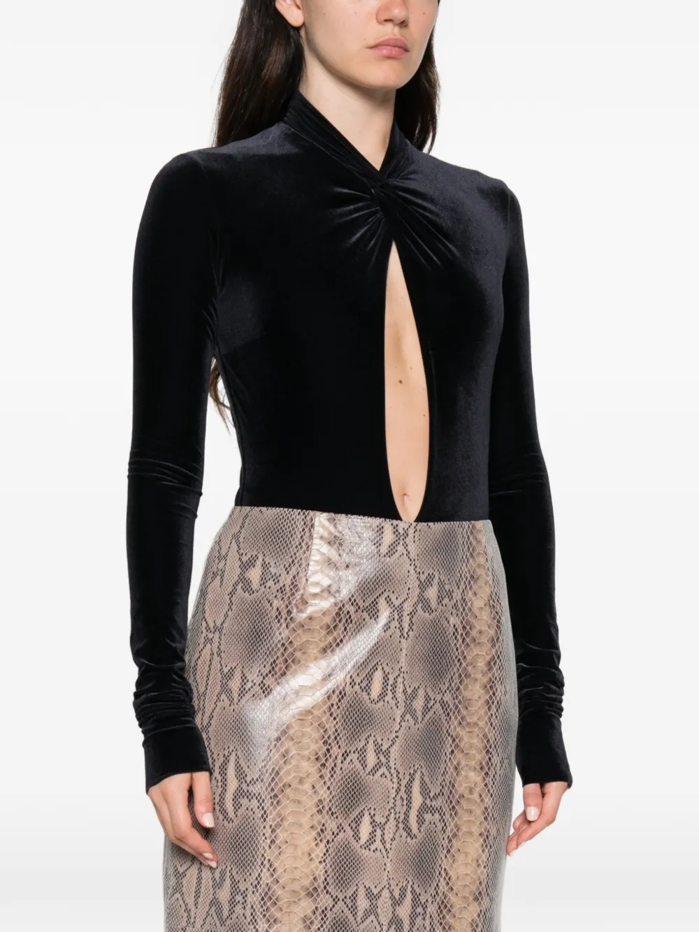 Amazuìn twist-detail cut-out bodysuit Zwart