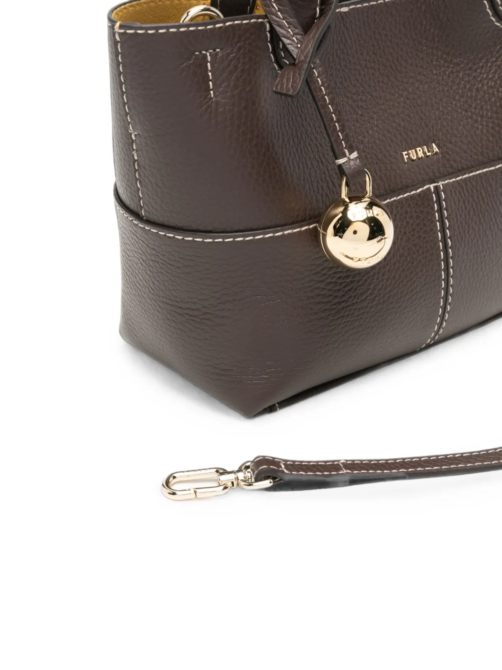 Furla Mini-shopper van bewerkt leer met contrasterende stiksels Bruin