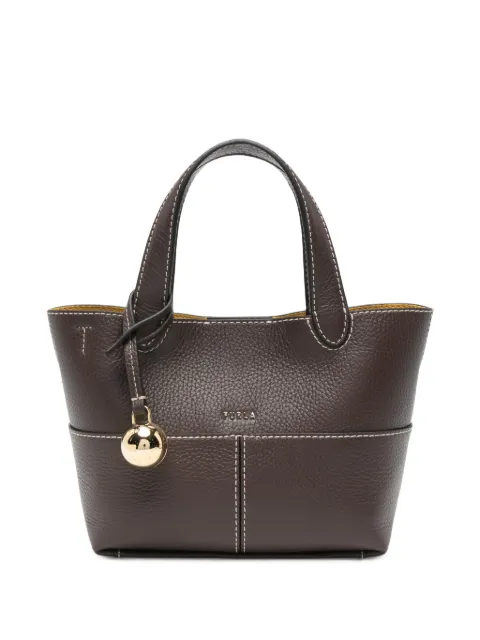 Furla Mini-shopper van bewerkt leer met contrasterende stiksels