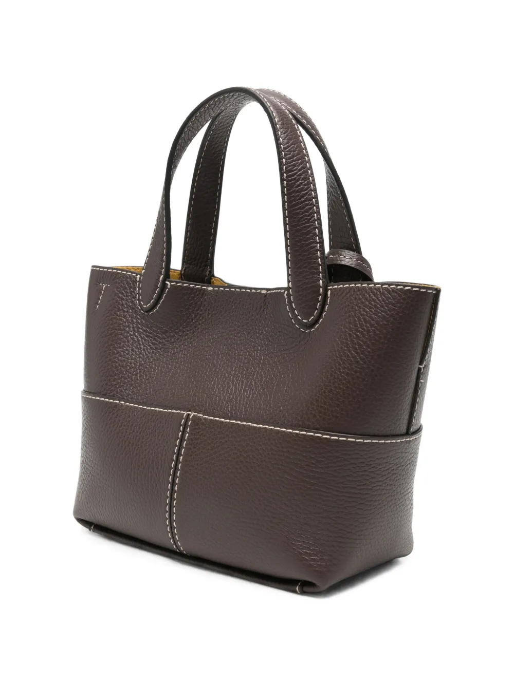 Furla Mini-shopper van bewerkt leer met contrasterende stiksels Bruin