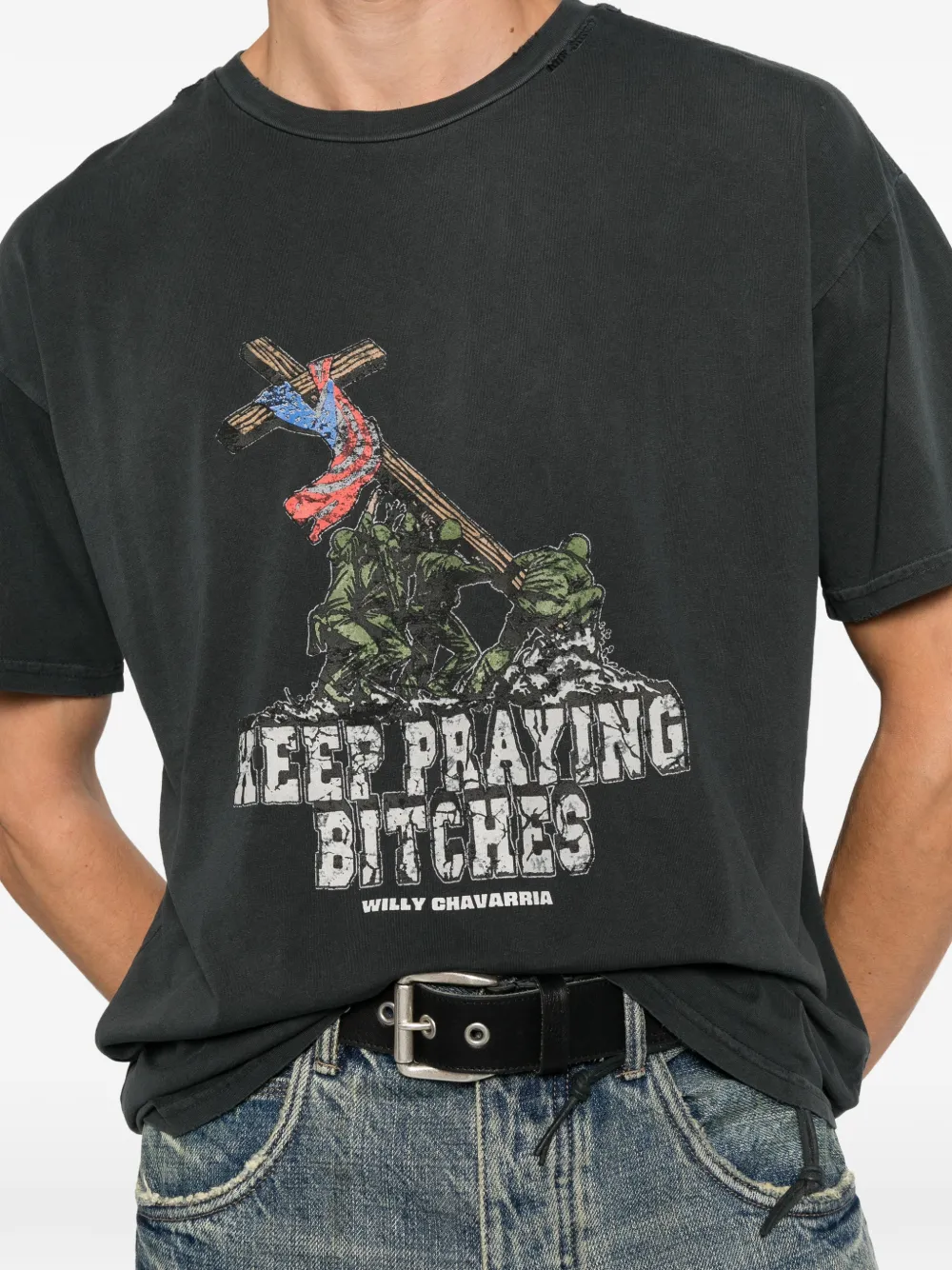 Willy Chavarria T-shirt met grafische print Grijs