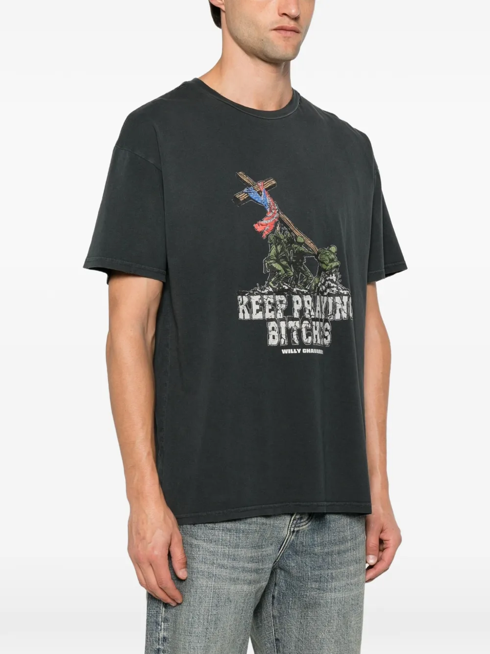 Willy Chavarria T-shirt met grafische print Grijs