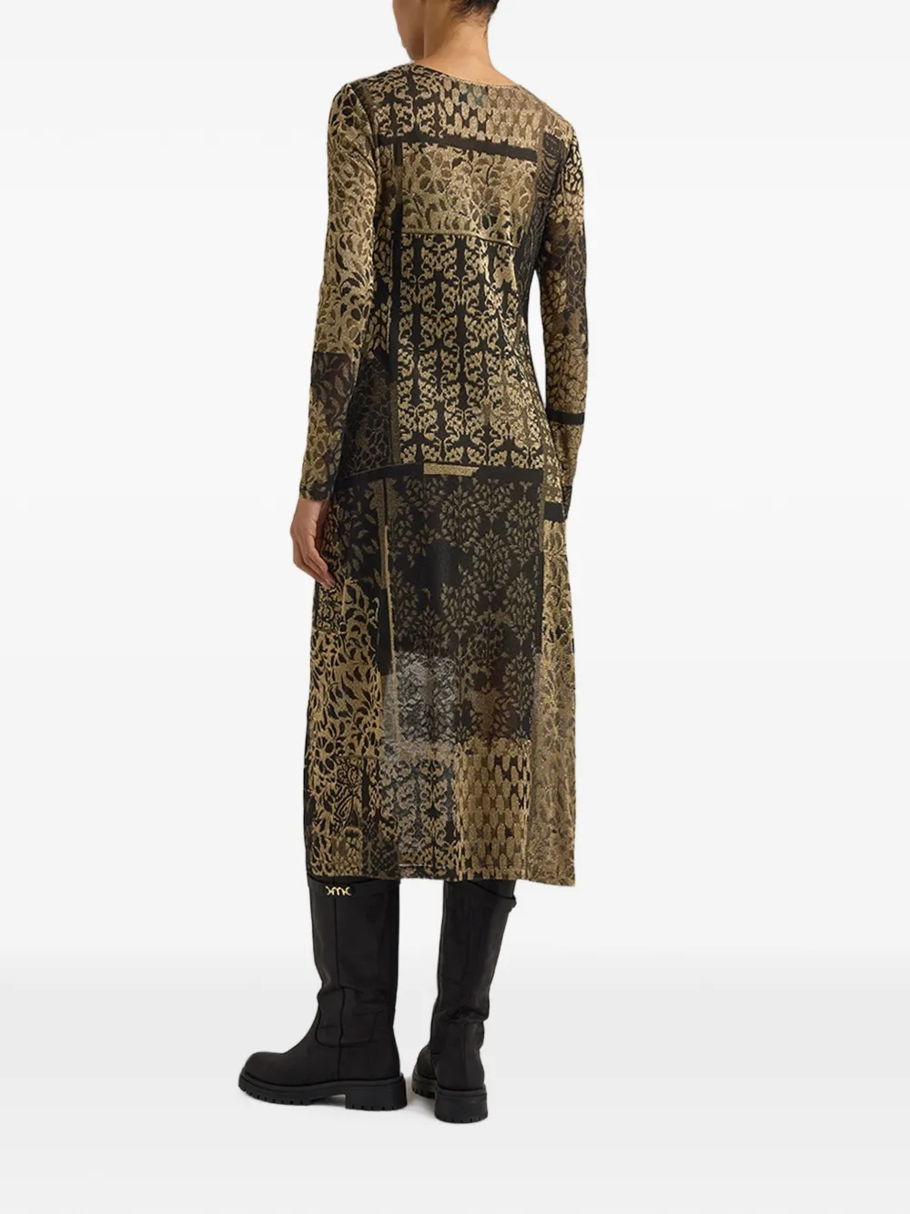 MOMONÌ Brina gedrapeerde midi-jurk met jacquard Zwart