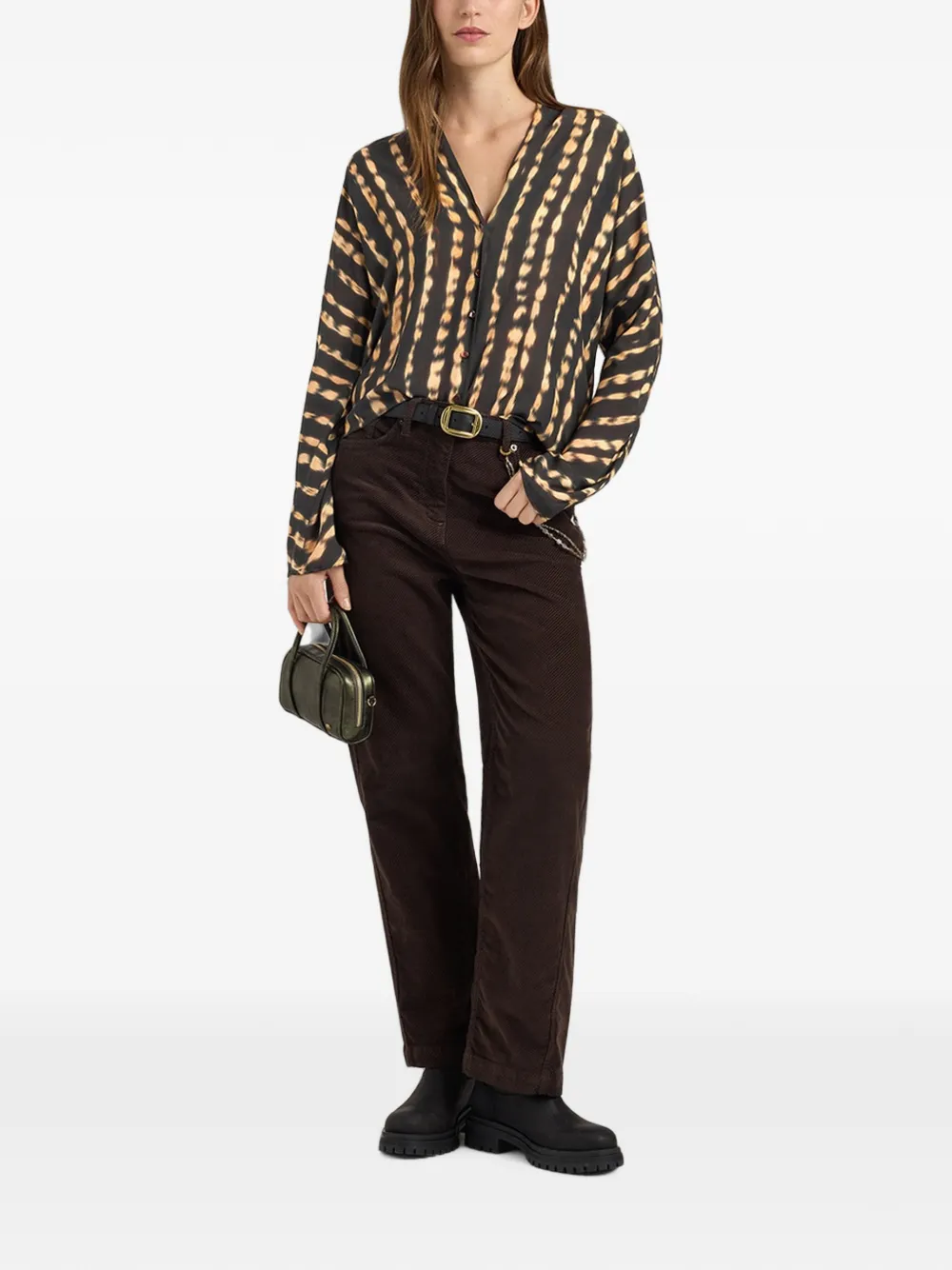 MOMONÌ Dala blouse met V-hals Bruin