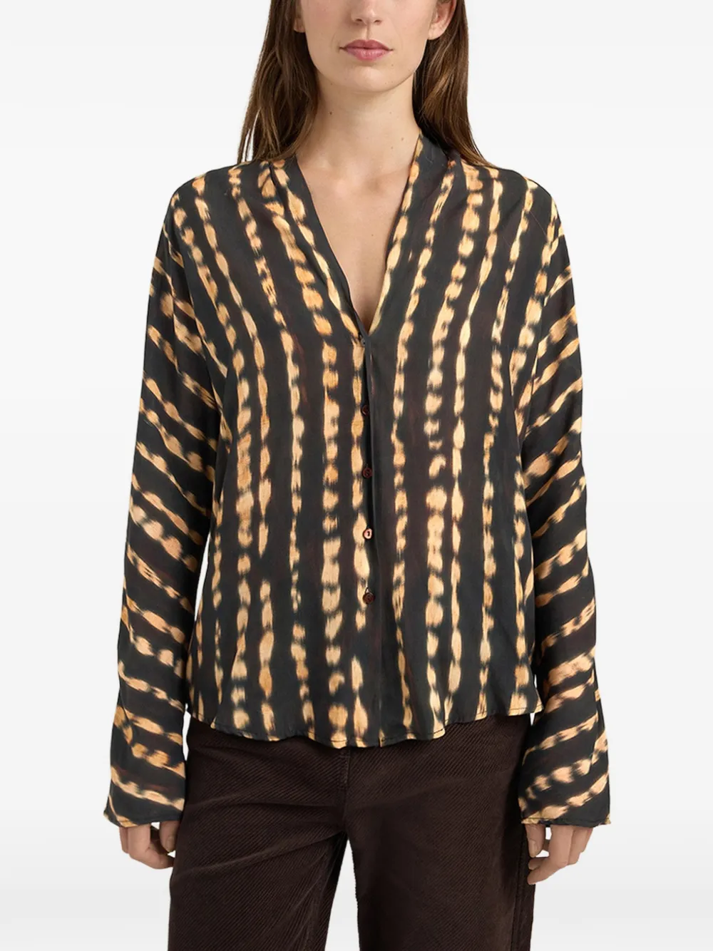 MOMONÌ Dala blouse met V-hals Bruin