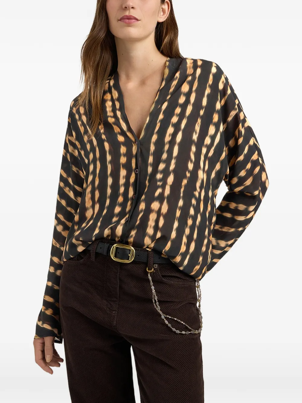 MOMONÌ Dala blouse met V-hals Bruin