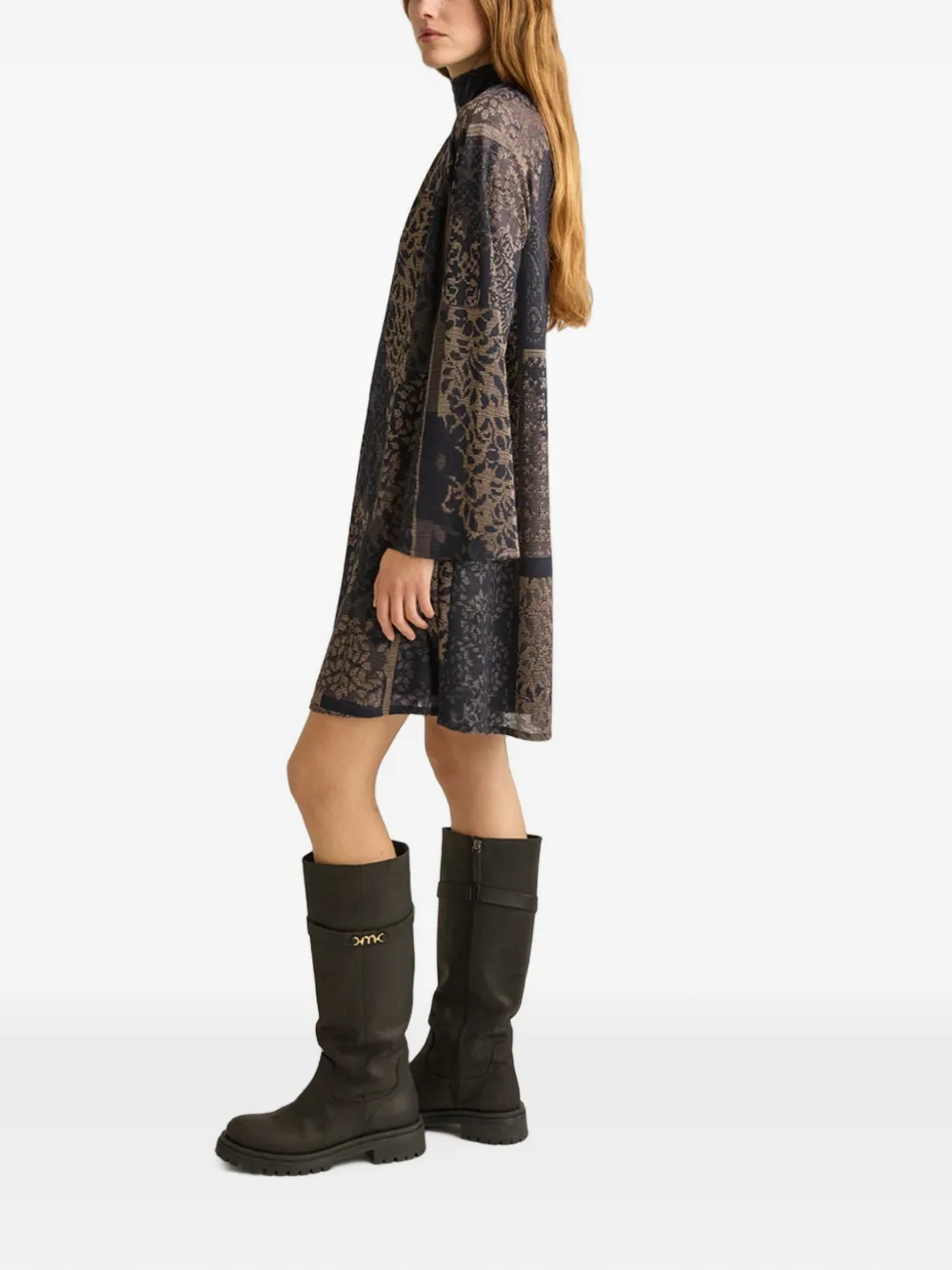 MOMONÌ Ilma mini-jurk met jacquard Blauw