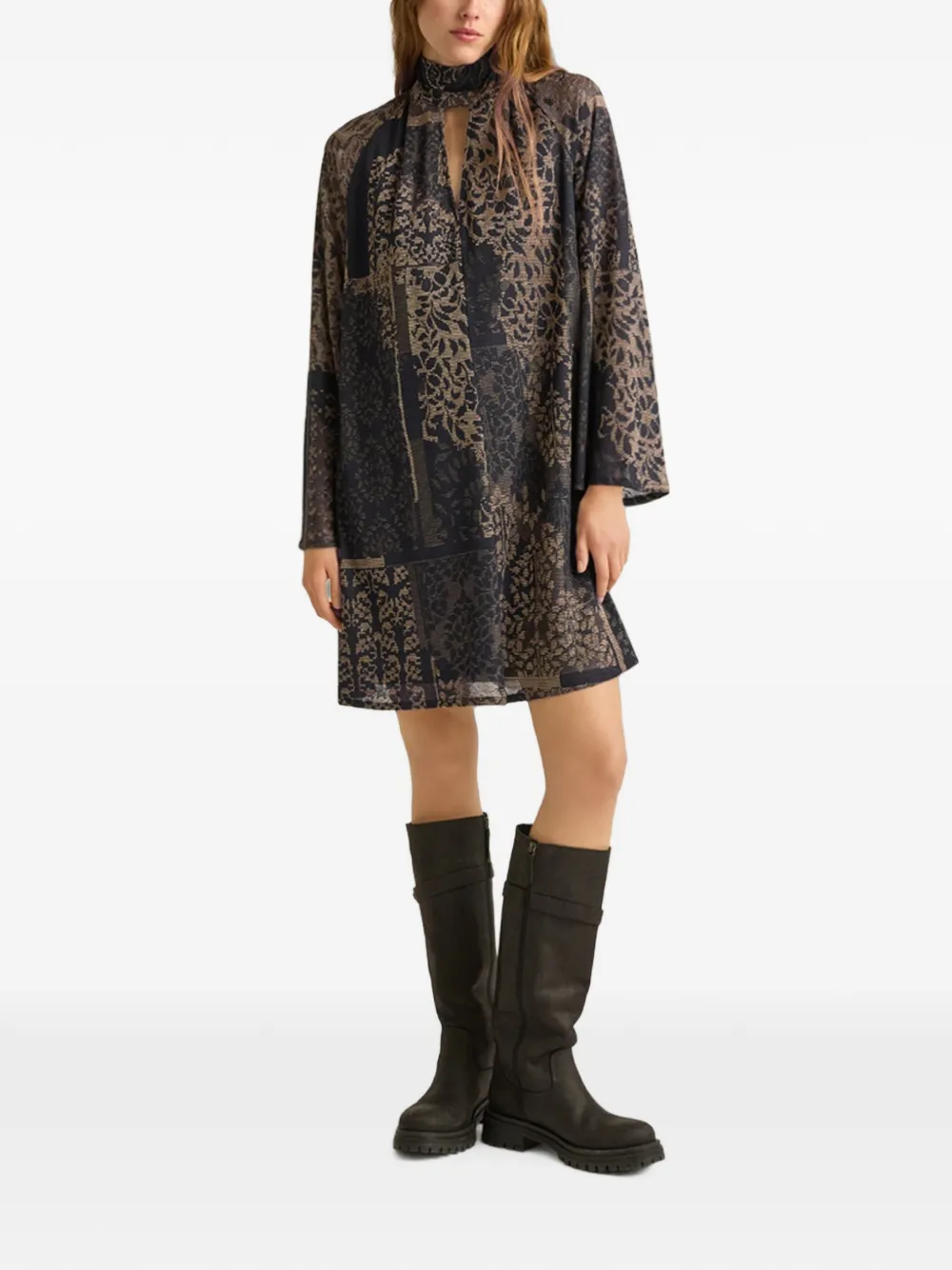 MOMONÌ Ilma mini-jurk met jacquard Blauw
