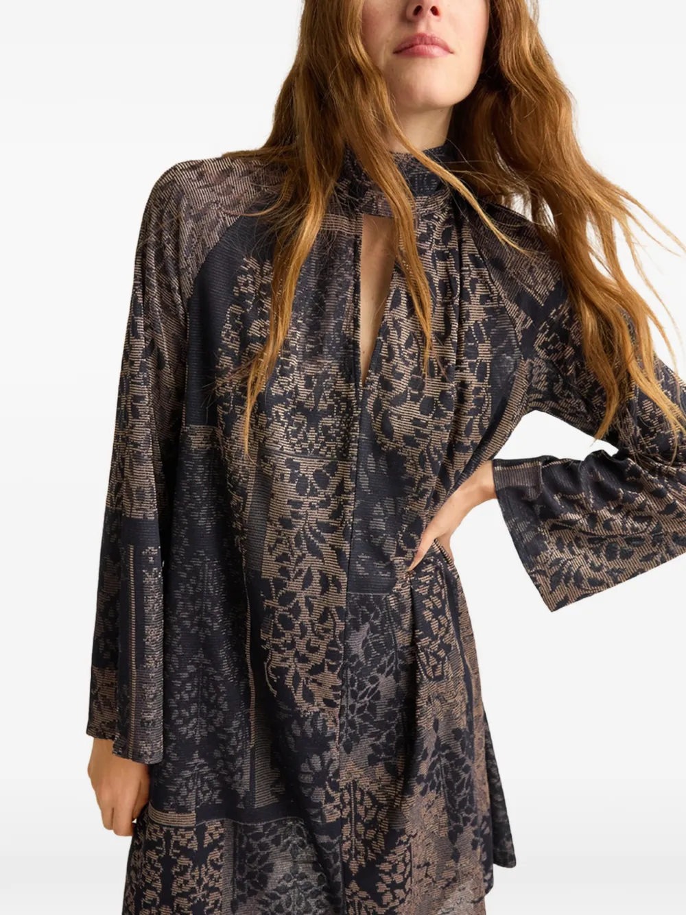 MOMONÌ Ilma mini-jurk met jacquard Blauw
