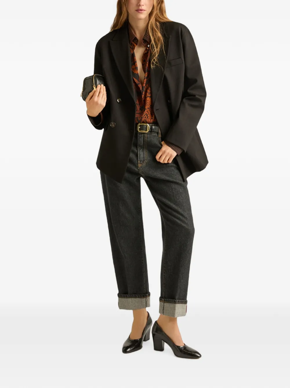 MOMONÌ Lipina blazer met dubbele rij knopen Zwart