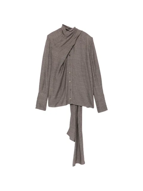 Mugler draped Prince of Wales check shirt