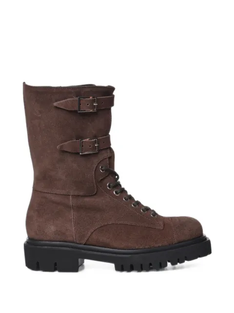DONDUP buckled lace-up leather boots
