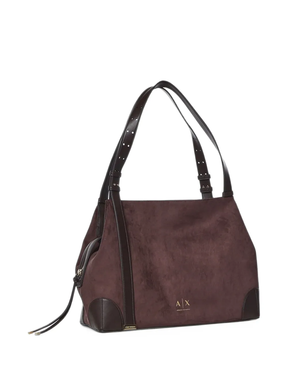 Armani Exchange Shopper met suède-effect en logo-print Bruin