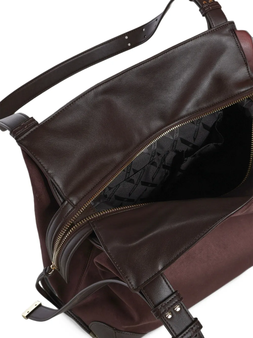 Armani Exchange Shopper met suède-effect en logo-print Bruin