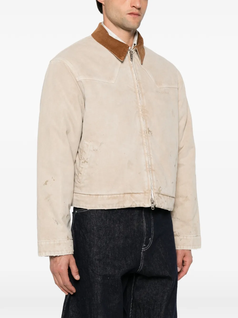 Balenciaga corduroy-collar distressed-effect jacket Beige