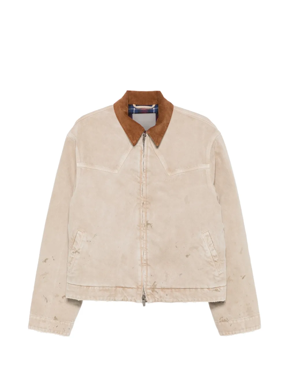 Balenciaga corduroy-collar distressed-effect jacket