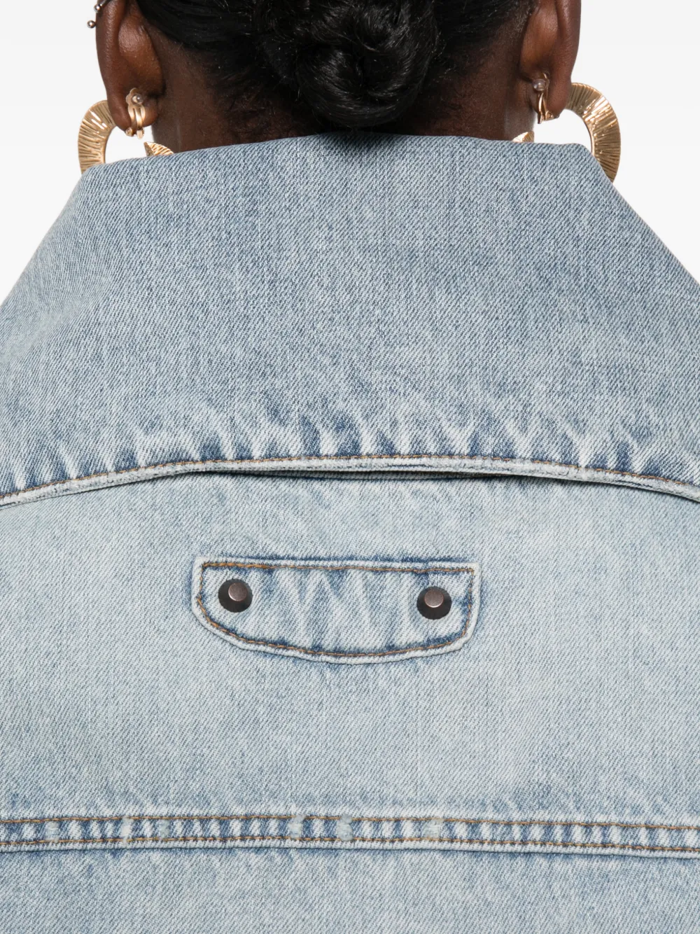 Balenciaga oversized-collar denim jacket Blauw