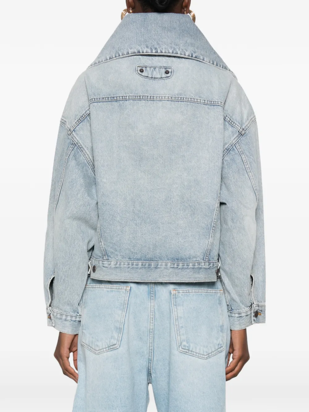 Balenciaga oversized-collar denim jacket Blauw