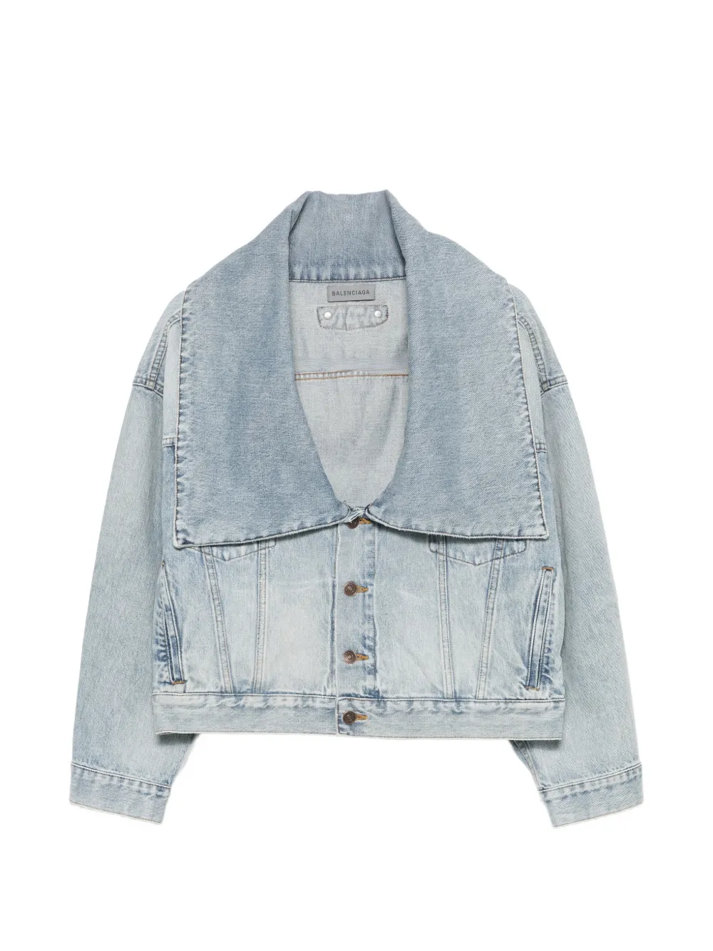 Balenciaga oversized-collar denim jacket - Blue