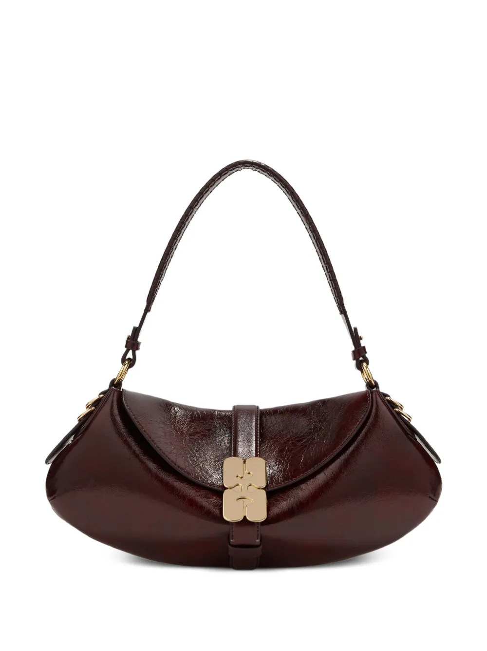 GANNI B-Kat deep-shine shoulder bag - Rosso