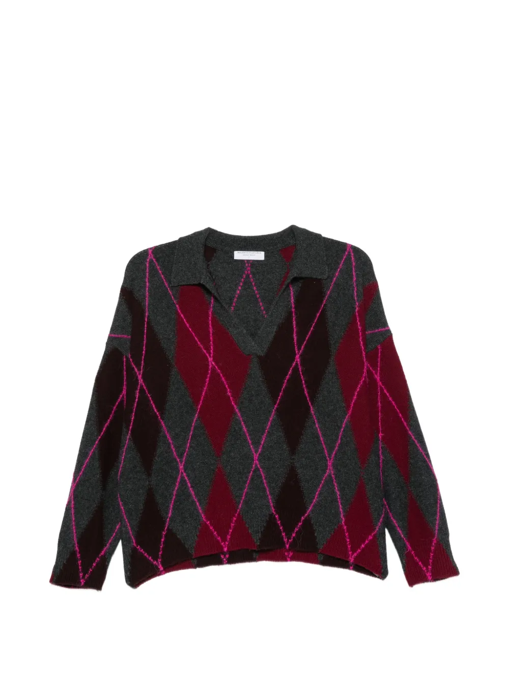 Majestic Filatures argyle-patterned polo-collar sweater