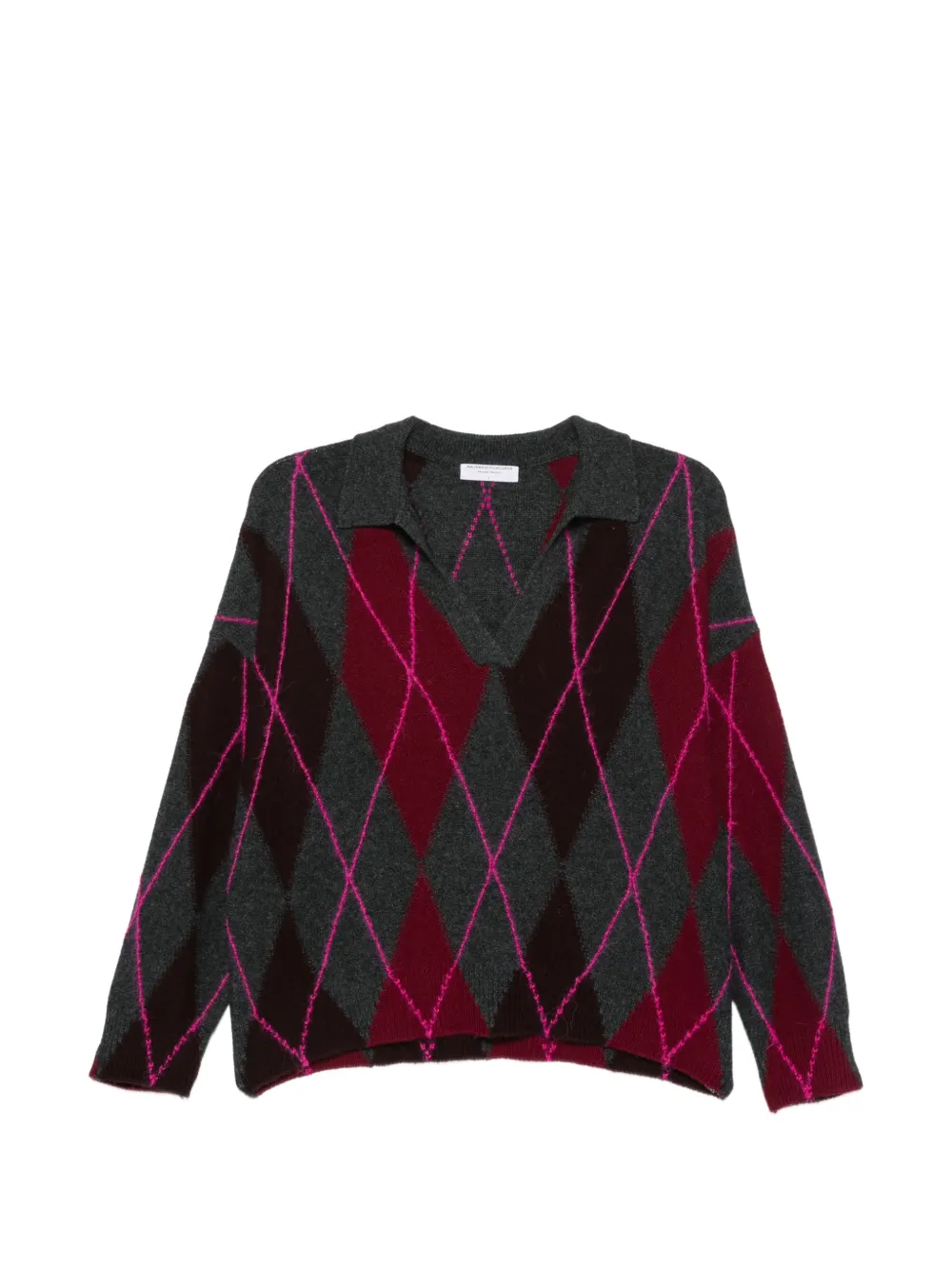Majestic Filatures argyle-patterned polo-collar sweater