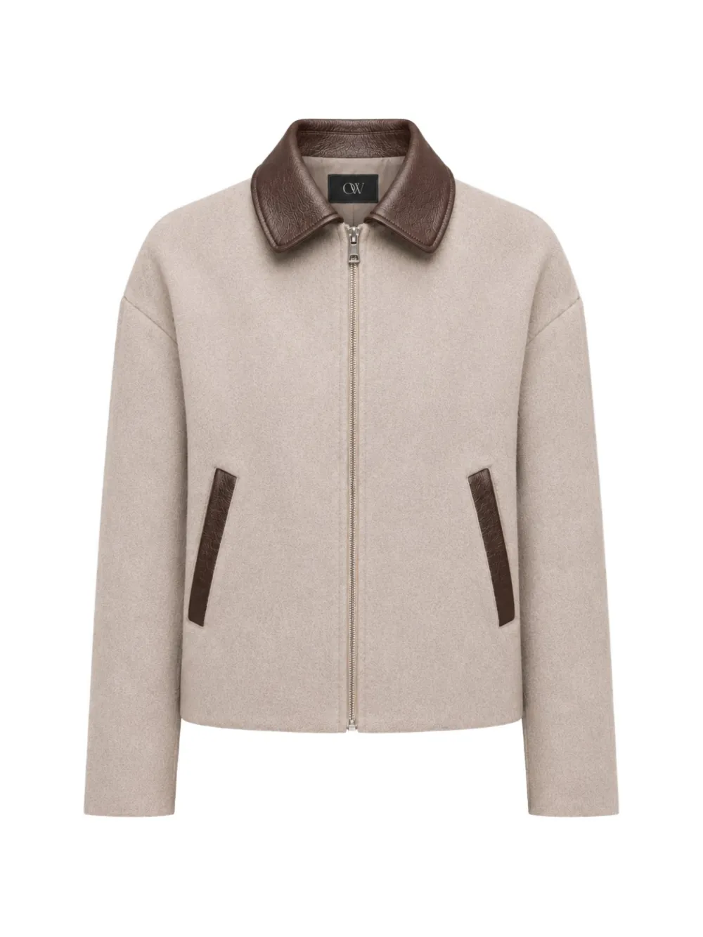 OW Collection Oda faux-leather-trim jacket