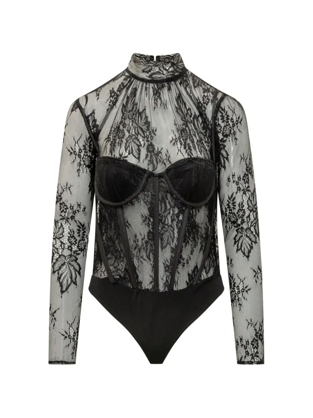 ACTUALEE lace-detail panelled body - Nero