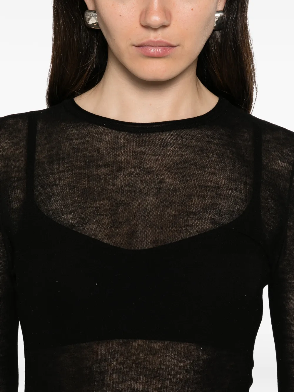 Majestic Filatures Semi-doorzichtig T-shirt Zwart