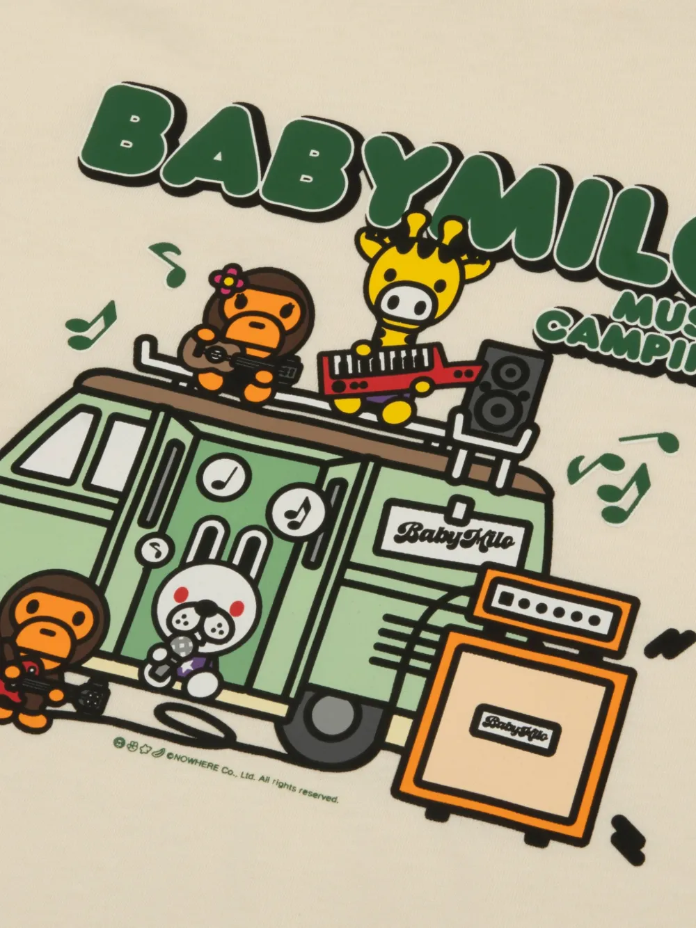 *BABY MILO STORE BY *A BATHING APE Baby Milo T-shirt met lange mouwen en grafische print Beige