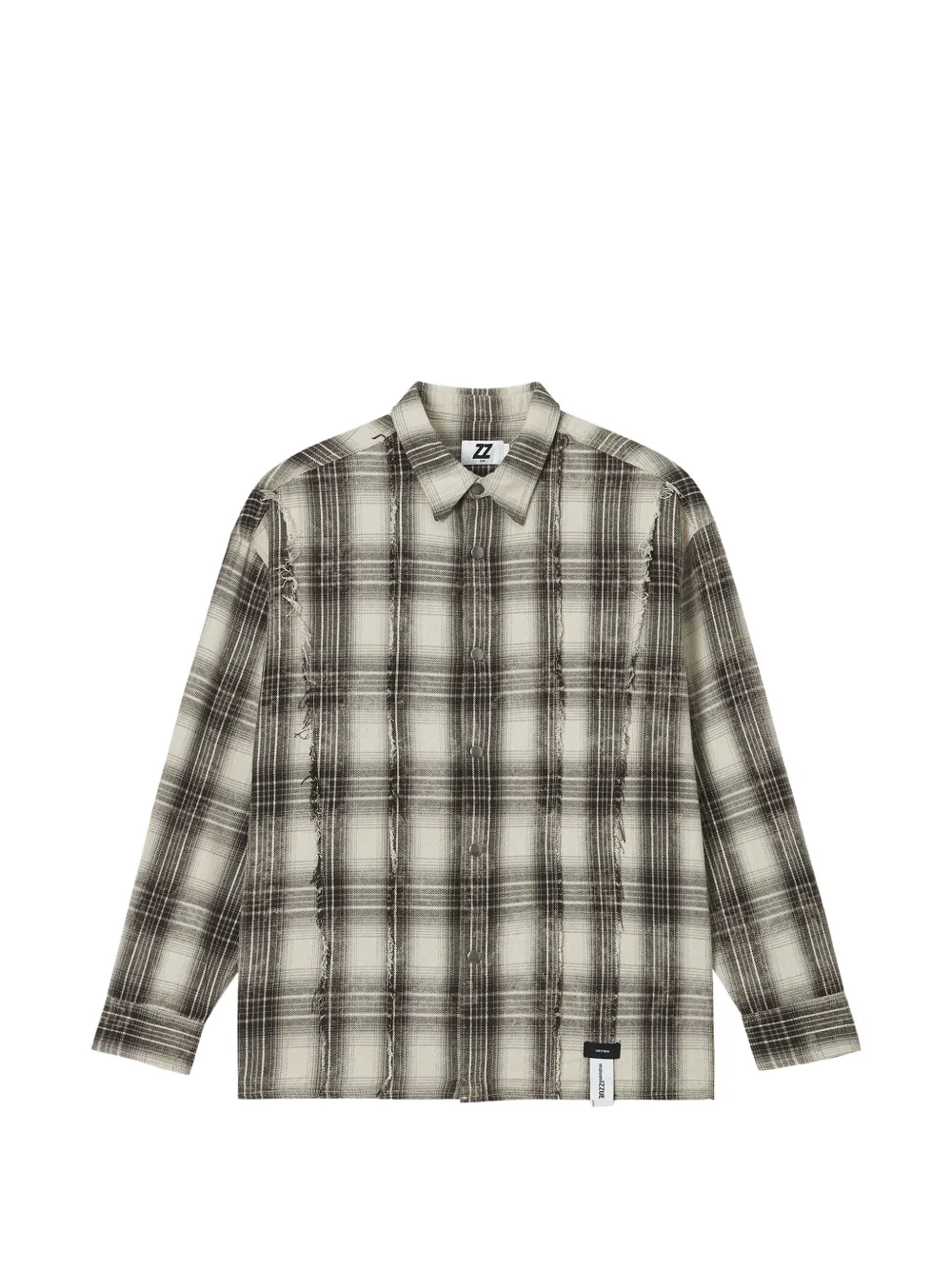 izzue frayed-detailing check-pattern shirt - Tons neutres izzue frayed-detailing check-pattern shirt - Tons neutres