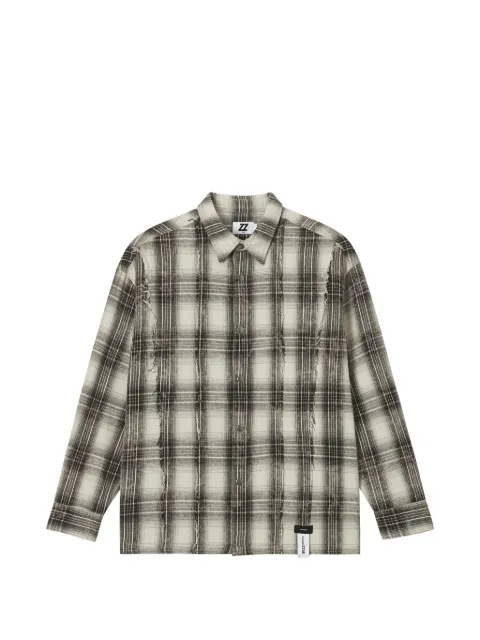 izzue  frayed-detailing check-pattern shirt