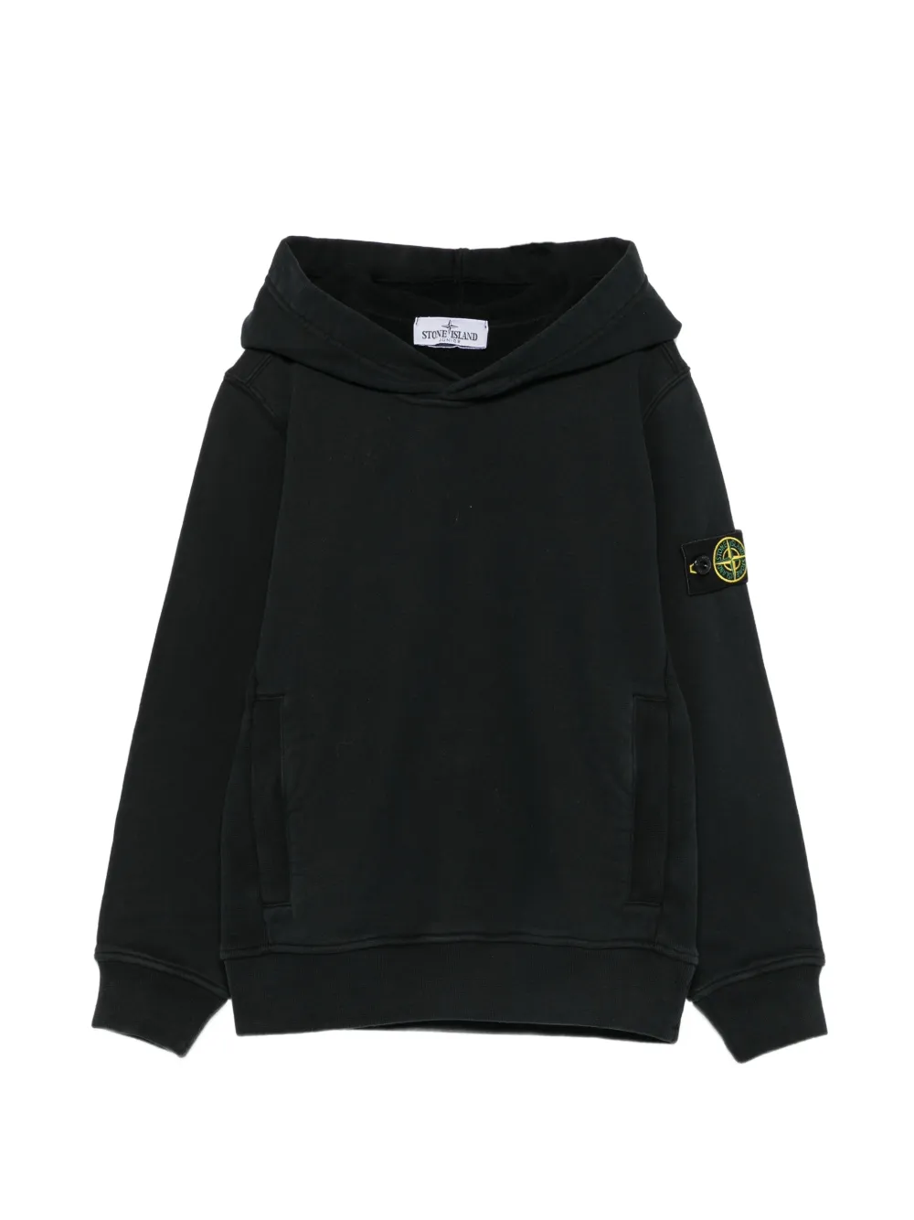 Stone Island Junior logo-patch hoodie - Nero