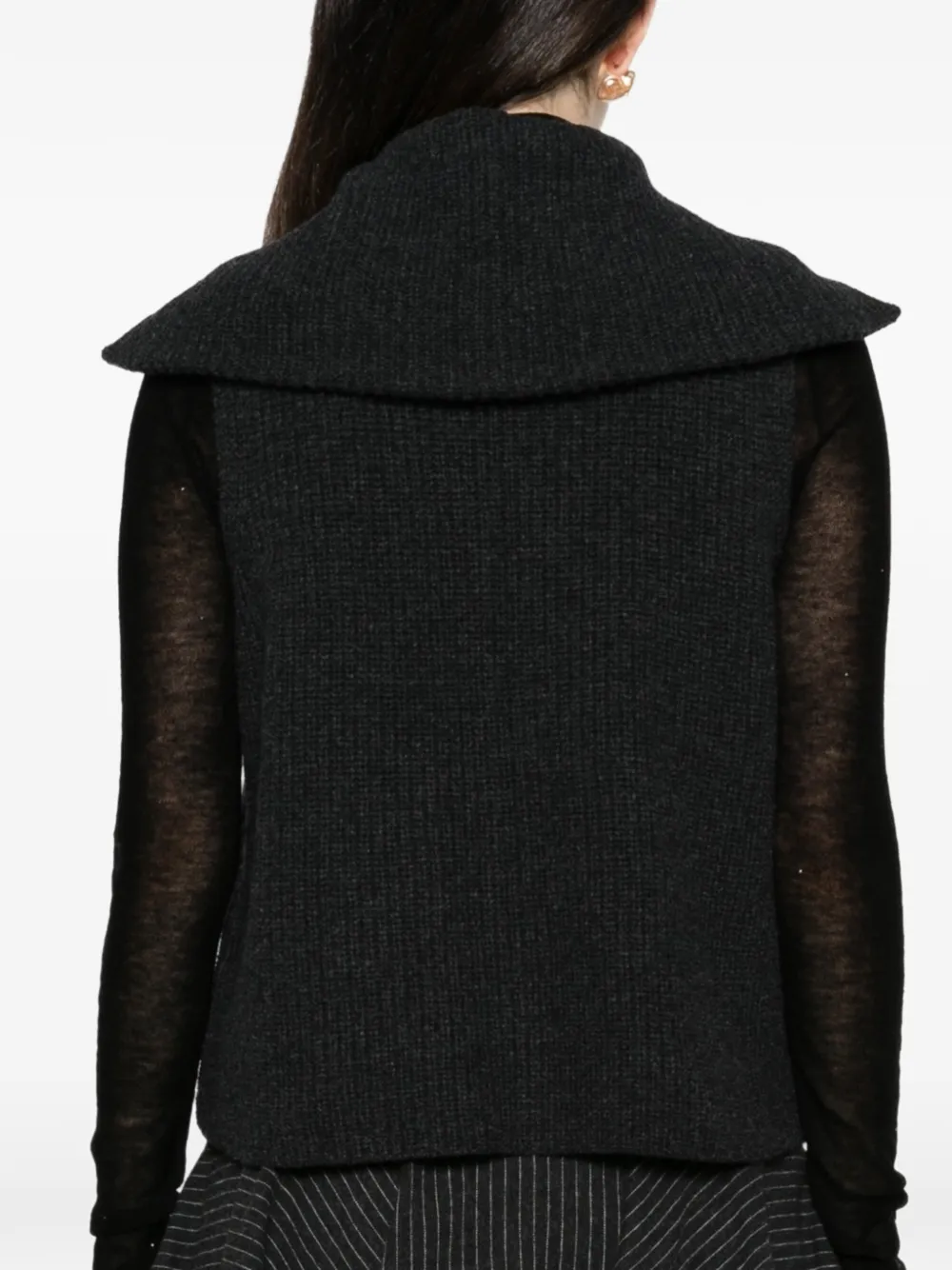 Majestic Filatures Ribgebreid vest Grijs