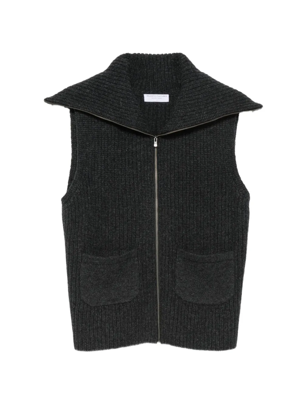 Majestic Filatures ribbed-knit zip-up cardigan - Grigio