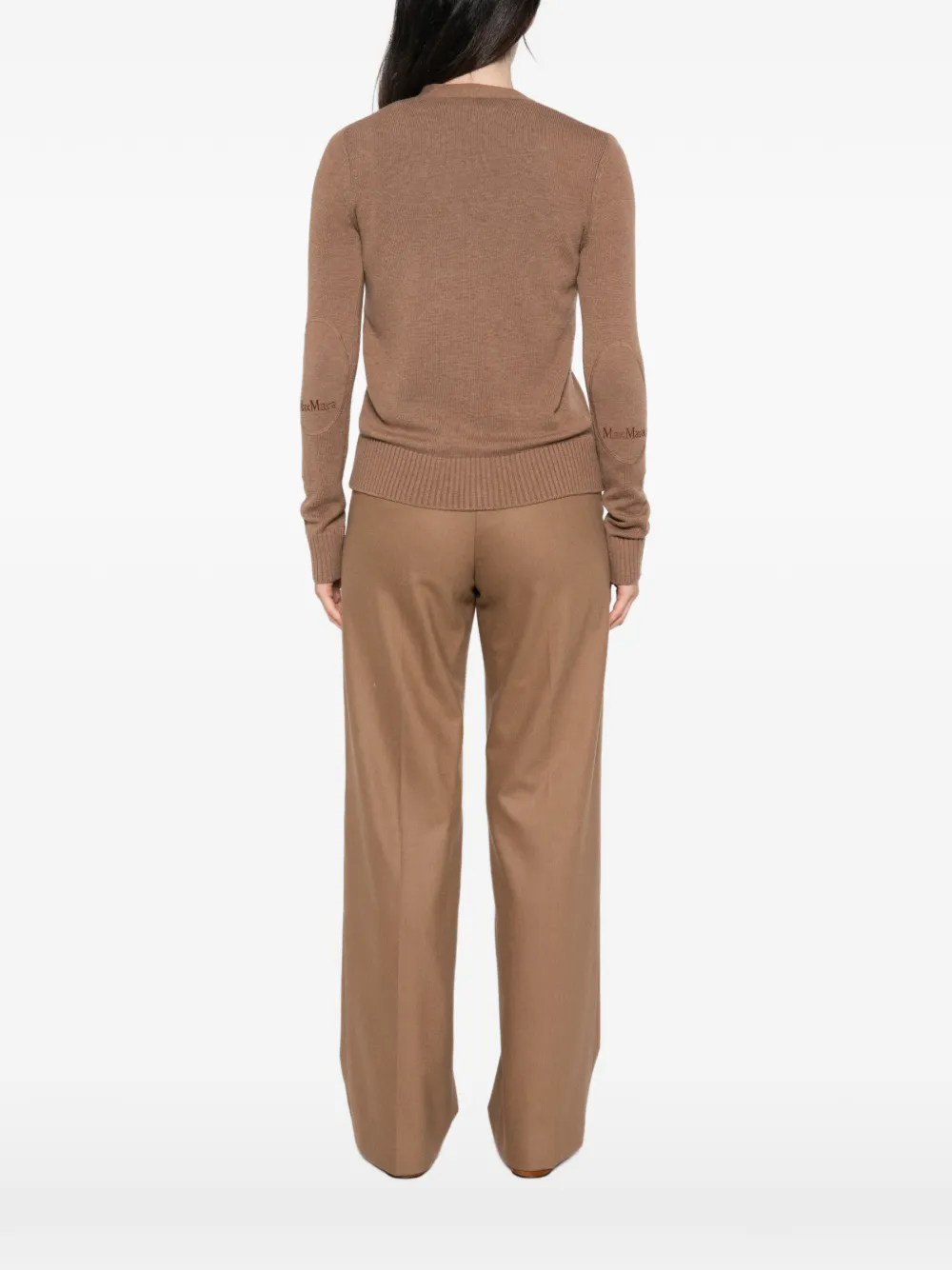 'S Max Mara logo-embroidered V-neck cardigan Bruin