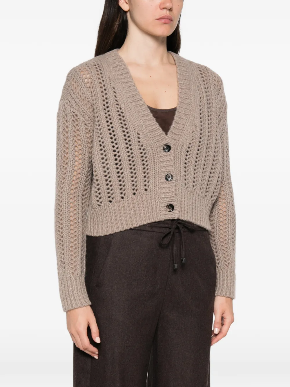 Max Mara open-knit cropped cardigan Bruin