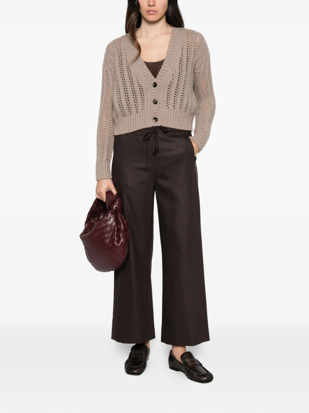 Max Mara open-knit cropped cardigan Bruin