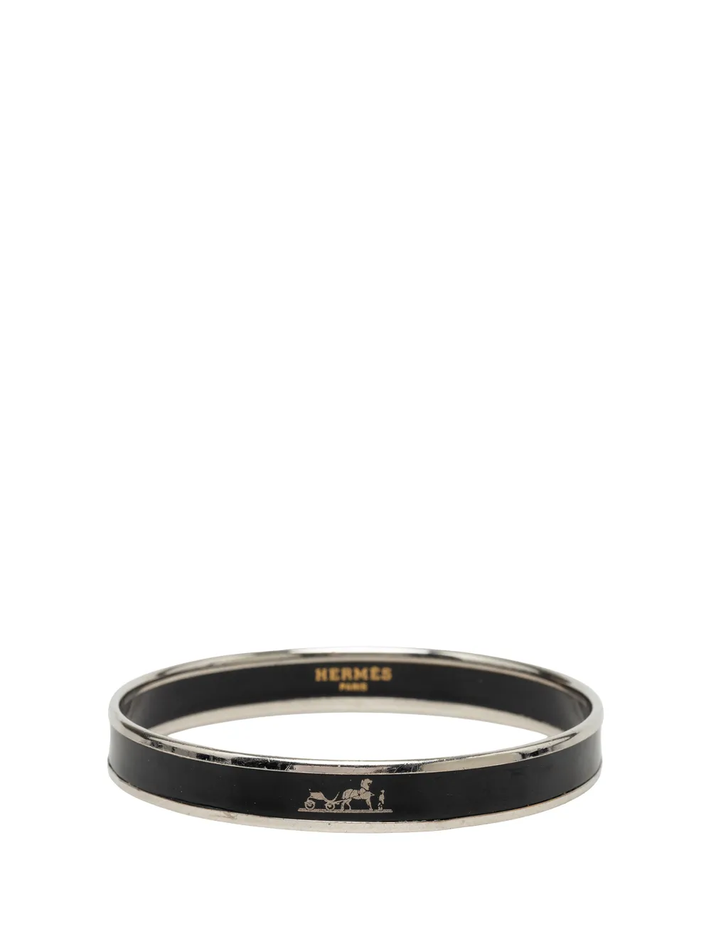 Hermès Pre-Owned 1980-2000 Schmaler Caleche Emaille-Armreif 65mm - Schwarz