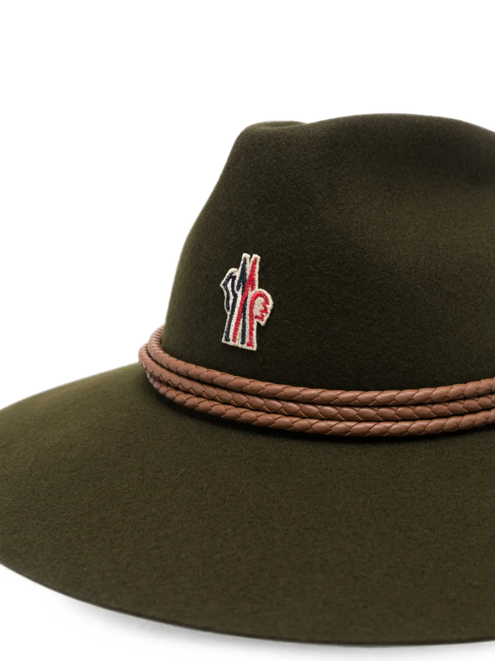 Moncler Grenoble logo-patch braided-trim hat Groen