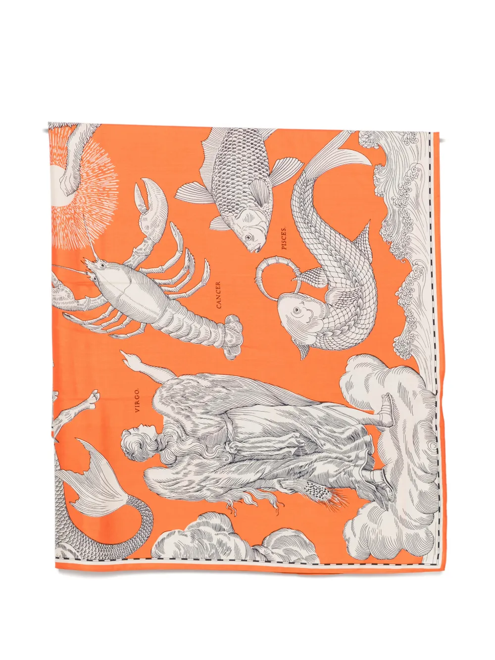 Inoui Editions Astrological-print Scarf In Orange